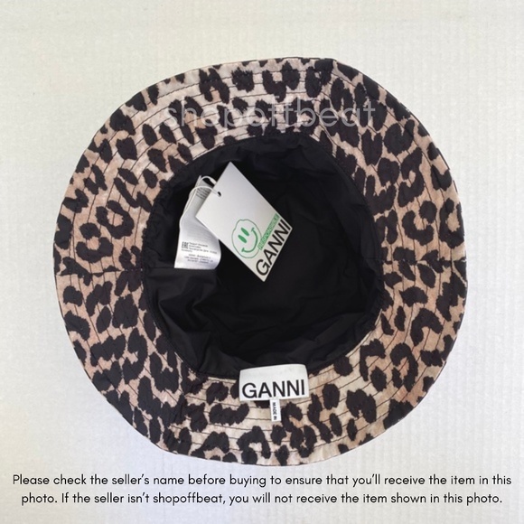 NEW Ganni Recycled Tech Bucket Hat Leopard XS/S - Picture 11 of 16
